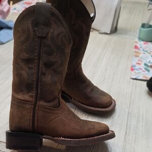 Old West Kids Distressed Brown Western Boots Bsc1904 Size 8.5